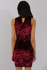 Wine Crushed Velvet Choker Dress - Serina