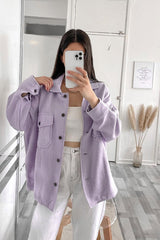 Lilac Pocket Oversized Brushed Shacket - Caley