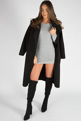 Grey Knitted Cold Shoulder Cut Out Jumper Dress - Sienna