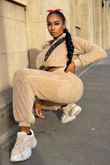 Stone Oversized Teddy Joggers - Havana