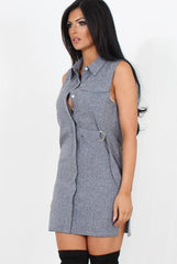 Grey Button Up Shirt Dress-Shana