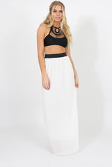 White Pleated Maxi Skirt - Shanice
