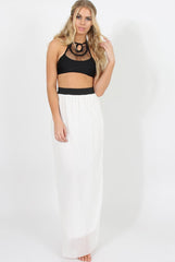 White Pleated Maxi Skirt - Shanice