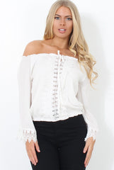 Shannon White Lace Ruffle Crop Top