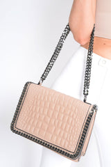 Taupe Faux Croc Chain Bag - Sharnie