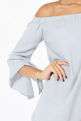 Grey Bardot Split Sleeve Dress - Sharpay