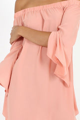 Pink Bardot Split Sleeve Dress - Sharpay