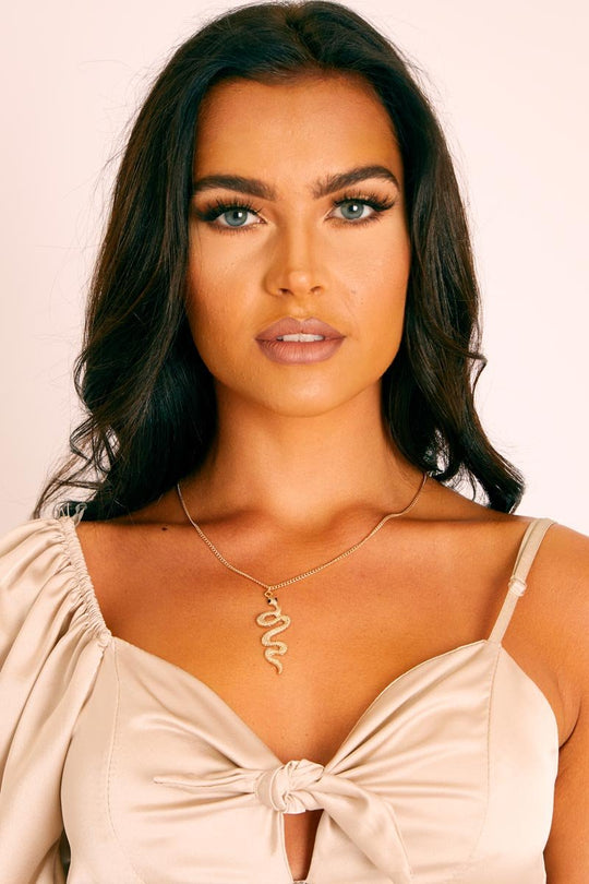 Gold Snake Pendant Necklace - Pariz