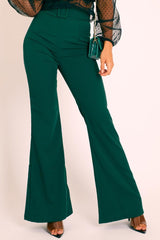 Emerald Belted Wide Leg Trousers - Isadore