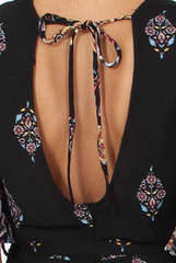 Black Floral Border Print Playsuit - Shauna