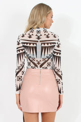 White Patterned Mesh Bodysuit - Shauna