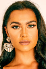 Gold Oversized Diamante Heart Pendant Earrings - Tylar