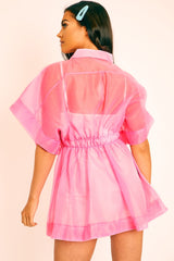 Pink Organza Shirt Slip Insert Dress - Nickie