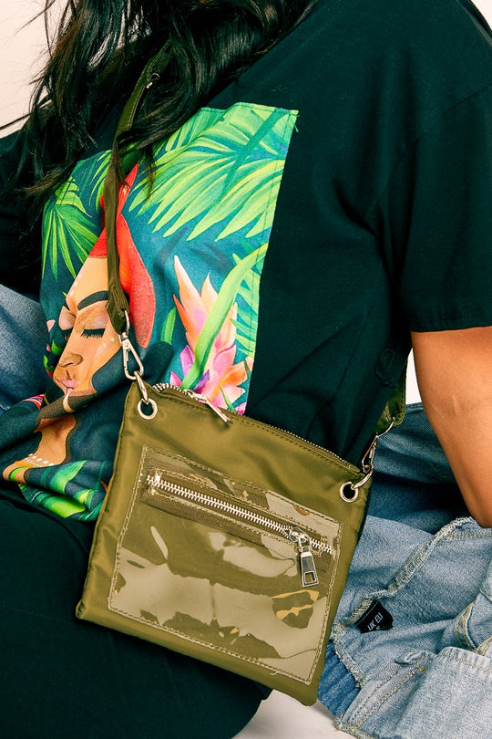 Khaki Utility Style Cross Body Bag - Dax
