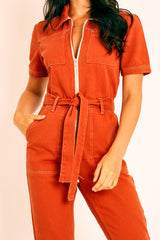 Rust Denim Utility Boilersuit - Chayse