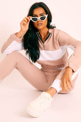 Nude White Stripe Cuff Bottom Tracksuit Co-ord - Nadie