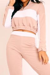 Nude White Stripe Cuff Bottom Tracksuit Co-ord - Nadie