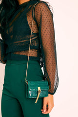 Green Faux Croc Box Bag - Jerilynn