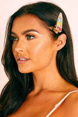 Gold Rainbow Diamante Hair Clip - Makari