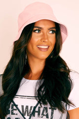 Pink Canvas Stitch Detail Bucket Hat - Jamee