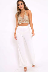 Gold Applique Sheer Halter neck Bralet - Shawna