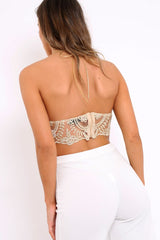 Gold Applique Sheer Halter neck Bralet - Shawna