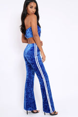 Royal Blue Velvet Boobtube and Trouser Set - Shayla