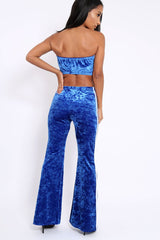Royal Blue Velvet Boobtube and Trouser Set - Shayla