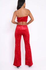 Red Velvet Boobtube and Trouser Set - Shayla
