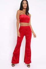 Red Velvet Boobtube and Trouser Set - Shayla