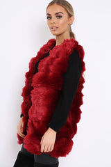 Red Faux Fur Gilet - Shelby