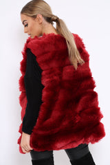 Red Faux Fur Gilet - Shelby