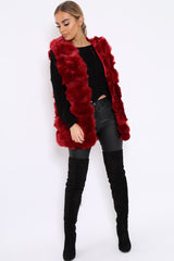 Red Faux Fur Gilet - Shelby