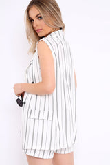White Stripe Ring Belt Shorts - Neyla
