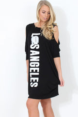 Black Cold Shoulder Oversized Dress - Sherri
