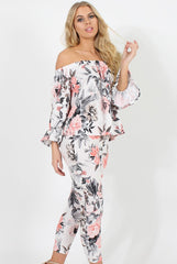 Floral Print Off Shoulder Two Piece Set - Sherrie