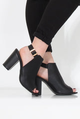 Sherry Black PU Cut Out Ankle Boot