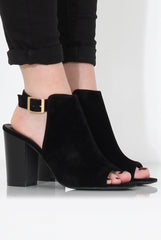 Sherry Black Suede Cut Out Ankle Boot