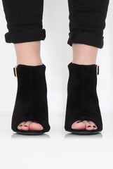 Sherry Black Suede Cut Out Ankle Boot