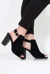 Sherry Black Suede Cut Out Ankle Boot