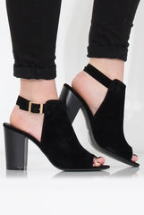 Sherry Black Suede Cut Out Ankle Boot