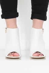 Sherry White Cut Out Ankle Boot