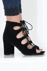 Black Suede Cut Out Heels - Shiah