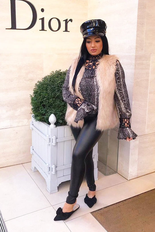 Snake Print Cut Out Insert Blouse - Konstantina