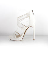 Allen White Mesh Strappy Heels