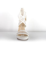 Allen White Mesh Strappy Heels