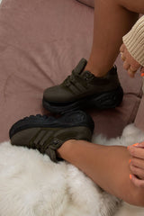 Khaki Two Tone Extreme Sole Chunky Trainers - Miara