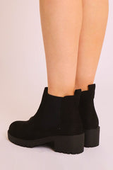 Black Faux Suede Chelsea Style Ankle Boot - Jeanie
