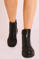 Black Studded Chelsea Ankle Boot - Harini