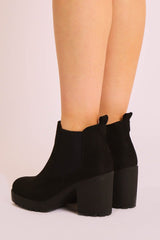 Black Suede Heeled Chelsea Boot - Eimi